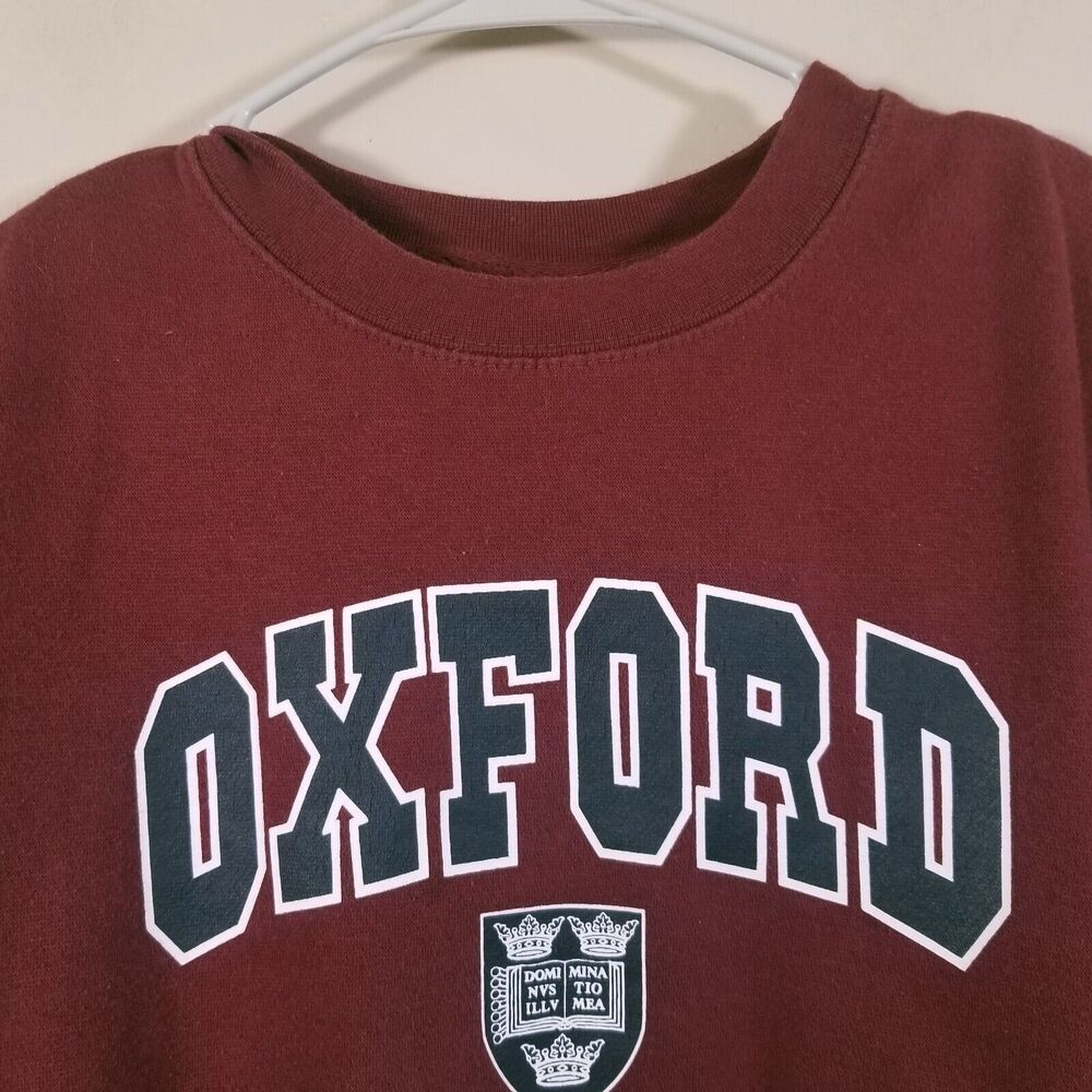 Oxford University Sweatshirt Mens Large Maroon Red UK College Logo Crewneck - Picture 3 of 11